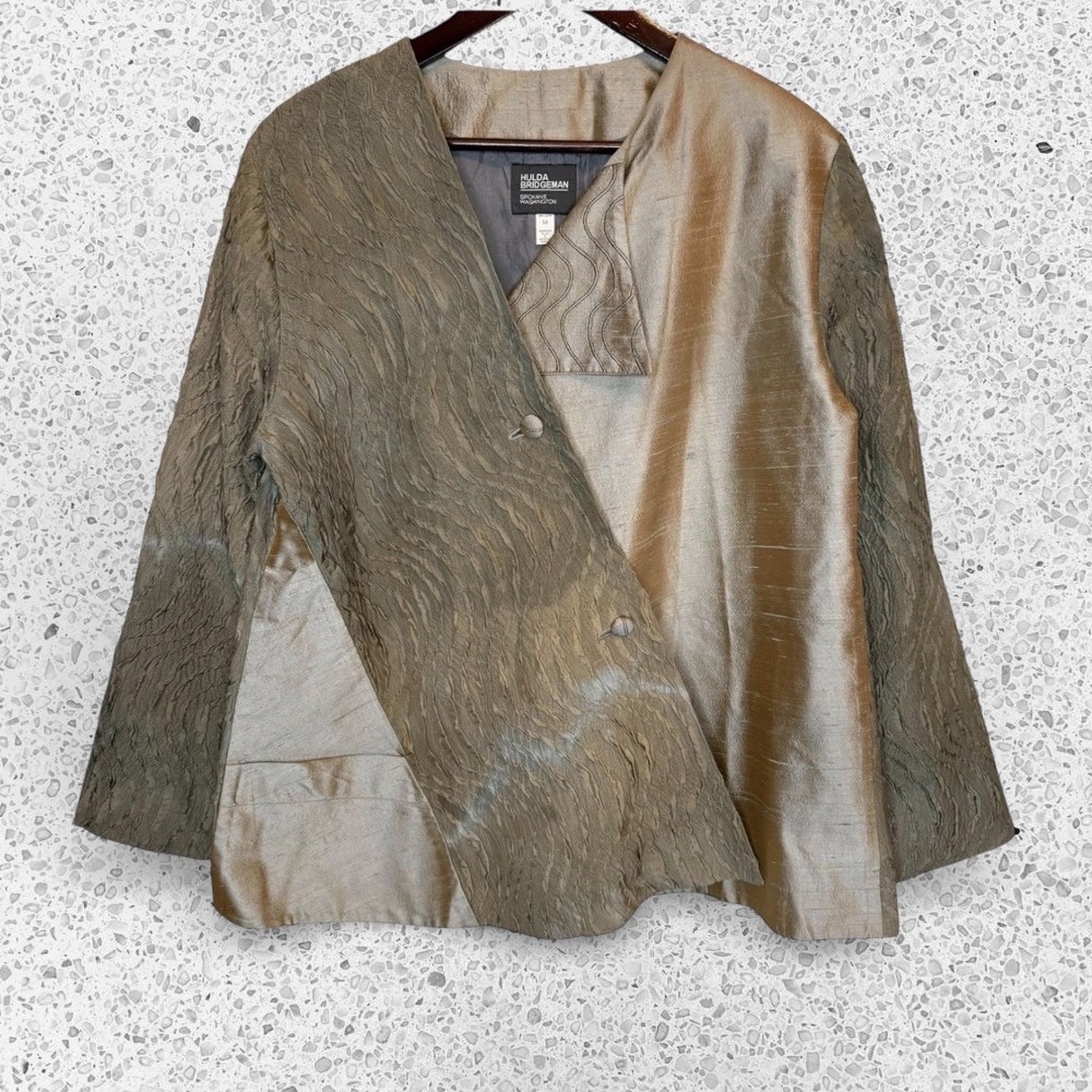 Hulda Bridgeman Handmade Silk Artist Dyed Jacket Art-to-Wear Asym Artsy Medium